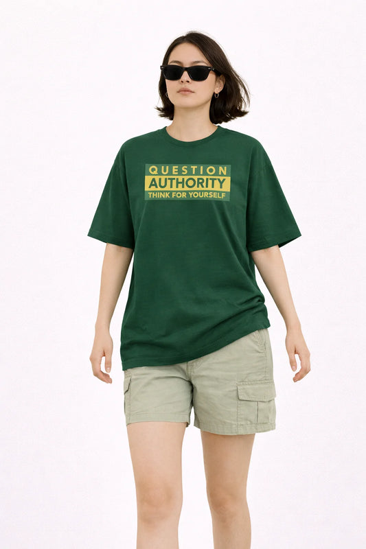 Question Authority - Unisex Oversized Tee