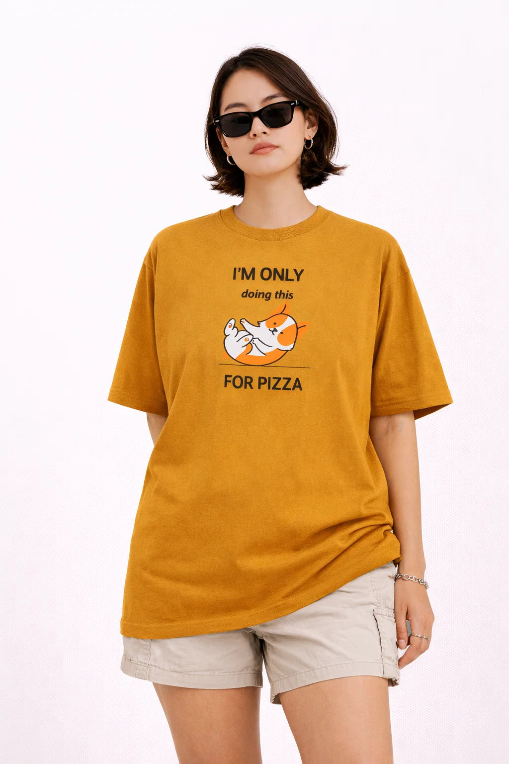 Doing it for Pizza - Unisex Oversized Tee